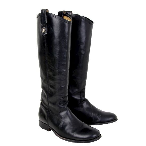 VTG FRYE BLACK GENUINE LEATHER PULL UP EQUESTRIAN RIDING BOOTS SHOES SIZE 7B - Picture 1 of 12